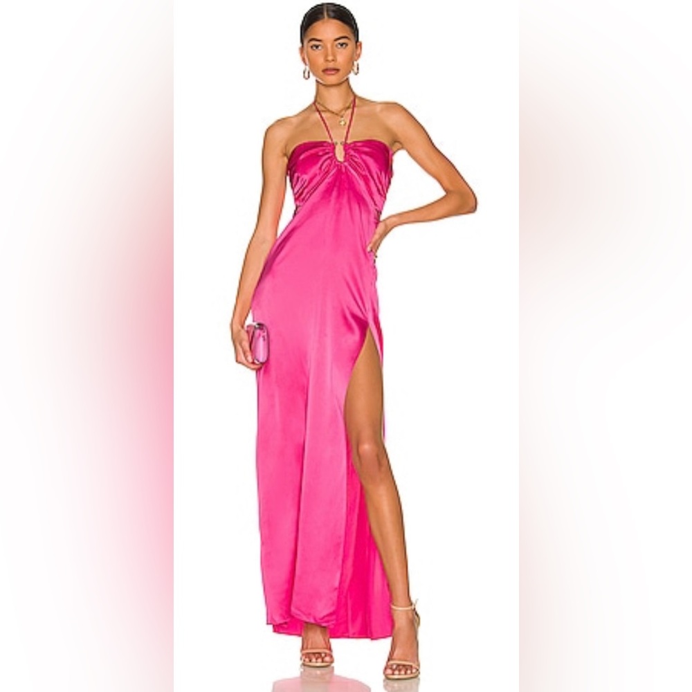 NICHOLAS Mieta Cut Out Silk Dress Gown in Paris Pink Size 4